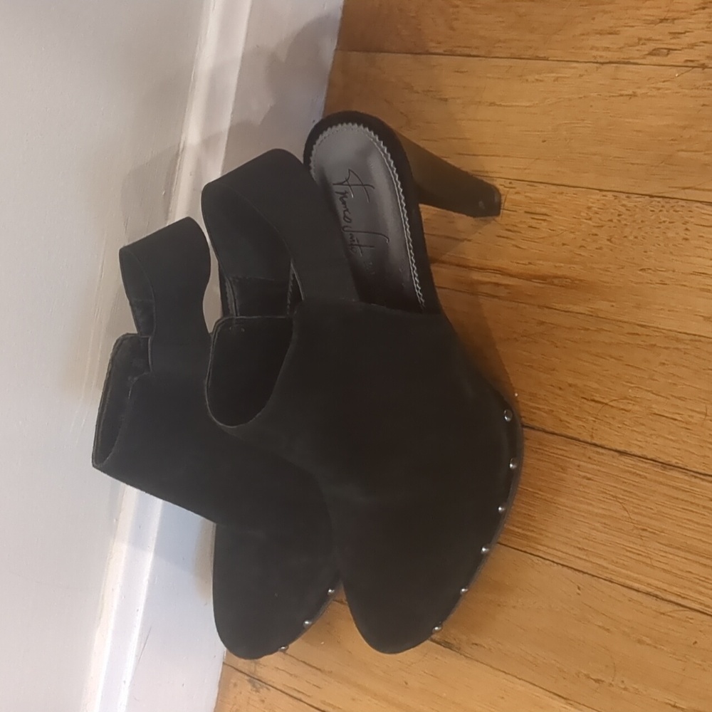 Mules Wedges Black Suede material With Metal Studs